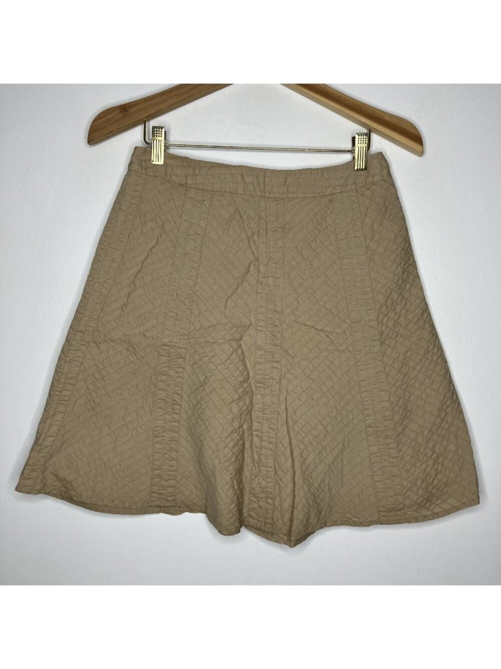 GAP Women's Size 2 Tan Quilted Stitch A-Line Skirt Mini Y2K READ